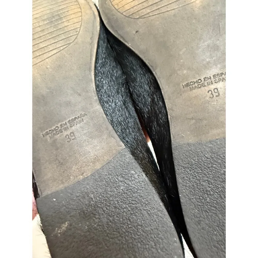 Anthropologie KMB Black Hair on Hide Flats Sz. 39 (US 8.5-9)